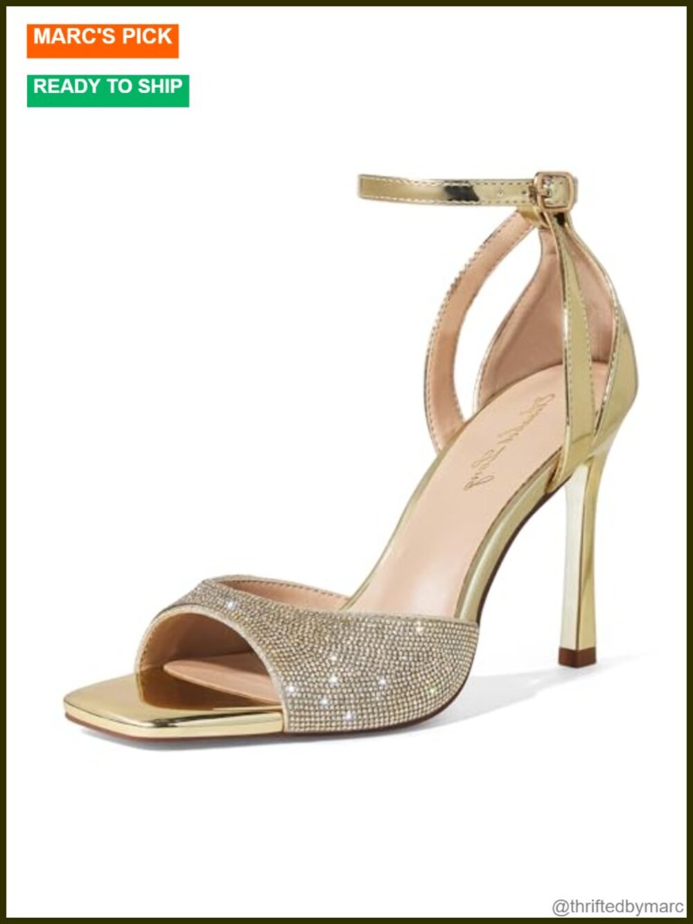 Women's Stiletto Heeled Sandals Square Open Toe Ankle Strap